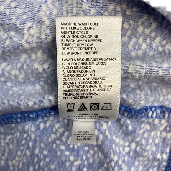 Carole Hochman Floral Robe Cotton Medium M Blue White Wrap NO Belt Long Sleeve - Picture 6 of 11